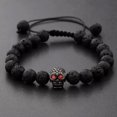 thumbnail image 1 of RSAMD 2Pcs/Set Luxury Men Women Cz Skull Ball Natural Lava Stone Beads Cool Bracelets-Skull Black, 1 of 4