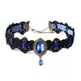 thumbnail image 1 of RSAMD Black Lace Necklace Collar Choker Velvet Crystal Vintage Gothic Chain Pendan.sh-Dark blue, 1 of 9
