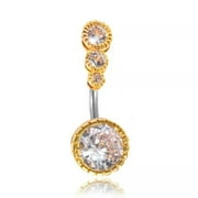 RSAMD Charm CZ Barbell Belly Button Navel Ring Women Body Little Piercing Jewelry-Gold