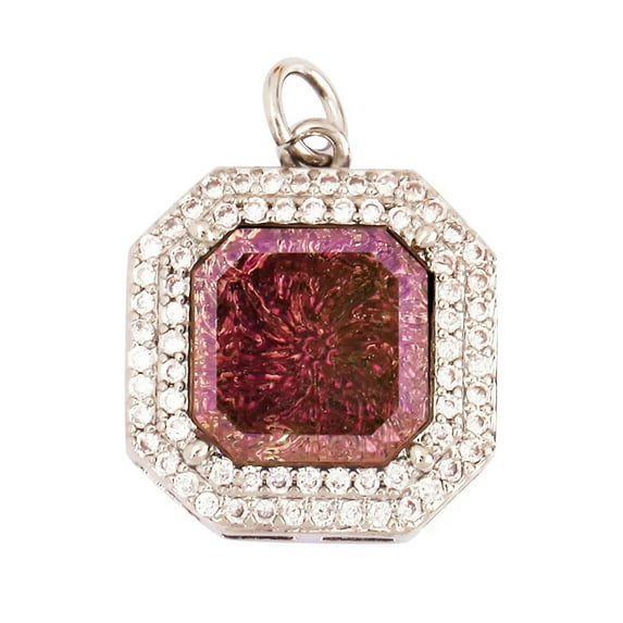 RSAMD Classical Opaic Heart Charm Pendant Colour CZ Reinstone Pink Green For Necklace-AAF7419-6