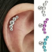 RSAMD Crystal Cartilage Piercing Helix Earring Stud Barbell Stainless Steel Ear Stujo-Black-