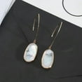 thumbnail image 1 of RSAMD Faceted Abalone Shell Oval Threader Drop Earrings in Gold Plated Dangle Jewelry-White, 1 of 2