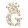 thumbnail image 1 of RSAMD Fashion Crown 26 Initial Letters A to Z Crystal Rhinestone Brooch Pins Women-Gold-G, 1 of 9