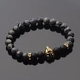 thumbnail image 1 of RSAMD Fashion Men Black Lava Stone Gold Silver Spartan Helmet Beaded Charm Bracelets-523-1-B, 1 of 2