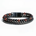 thumbnail image 1 of RSAMD Fashion Men Natural Stone Bead Leather Stainless Steel Magnetic Clasp Bracelets-Style 2, 1 of 9