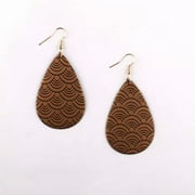 RSAMD Fashion Waves Water Drop Pu Leather Earrings Women Unique Jewelry Accessories-Coffee