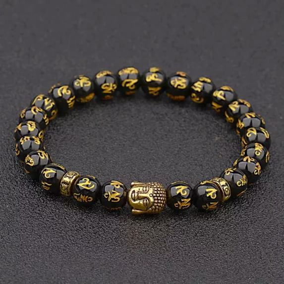 RSAMD Feng Shui Black Obsidian Alloy Wealth Bracelet w/Golden Pixiu Lucky Jewelry Gift-Style-2
