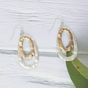 RSAMD Gold Silver Two Tone Irregular Oval Drop Earrings for Women Statement Jewelry-Gold