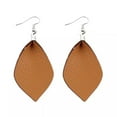 thumbnail image 1 of RSAMD Handmade Teardrop Faux Leather Pinched Leaf Earrings Statement Holiday Jewelry-Brown, 1 of 2