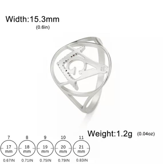 RSAMD Hollow Masonic Freemason Rings Stainless Steel Oval Finger Ring Jewelry-10-A steel