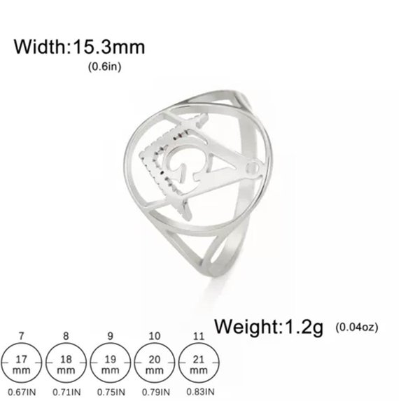RSAMD Hollow Masonic Freemason Rings Stainless Steel Oval Finger Ring Jewelry-9-A steel