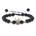 thumbnail image 1 of RSAMD Luxury Crown Natural Stone Matte Black Charm Men's Copper Bead Fashion Bracelets-L020-1, 1 of 4