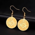 thumbnail image 1 of RSAMD Masonic Square and Compass Drop Earrings Freemason Symbolism Pendant Earring-Gold Color, 1 of 8