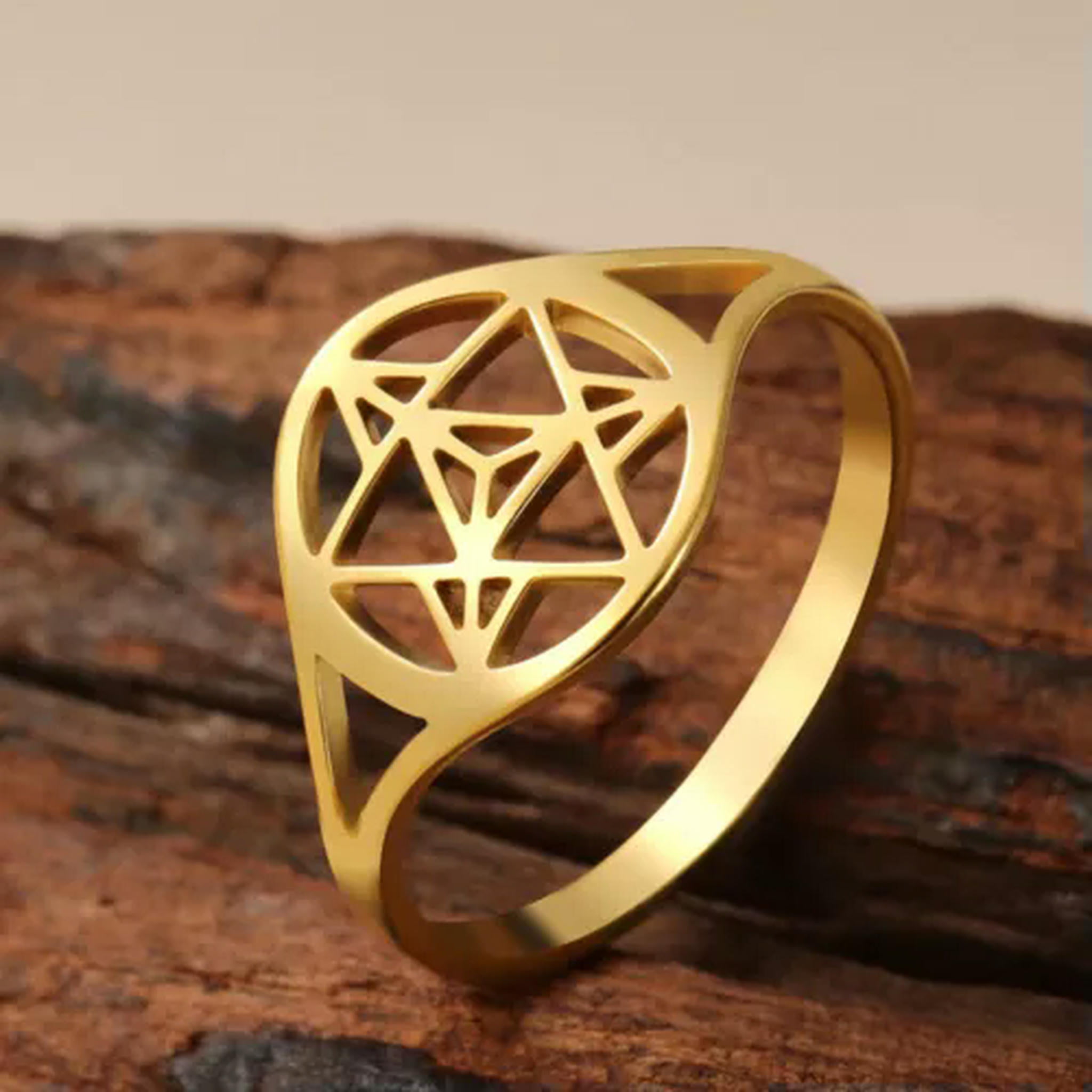RSAMD Merkaba Star Ring Sacred Geometry Wedding Band Mystical Symbol ...