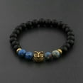 thumbnail image 1 of RSAMD Natural Gemstone Beads Buddha Head Beaded Men Womens Lava Bead Handmade Bracelet-505-16, 1 of 3