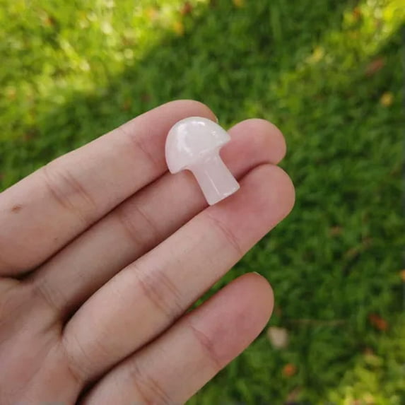 RSAMD Natural Mini Mushroom Quartz Crystal Carved Polishing Massage Wand Reiki Healing-Rose Quartz-1PC