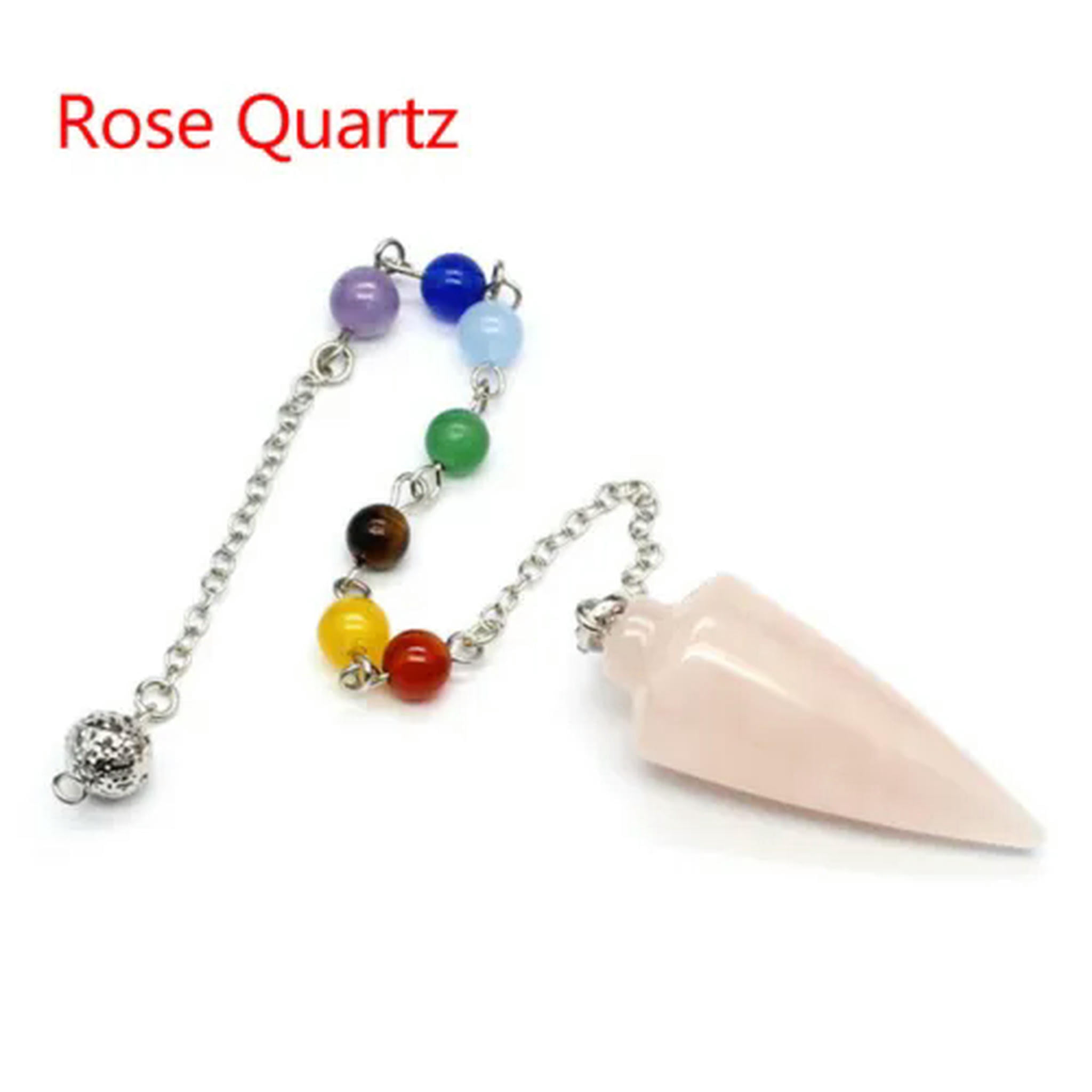 RSAMD Natural Stone Crystal Pendulum Cone Reiki Chakra Healing Pendant ...