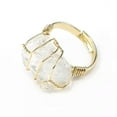 thumbnail image 1 of RSAMD Natural Stone Irregular Crystal Quartz Fluorite Wire Wrap Ring Healing Resizable-Gold-Clear Quartz, 1 of 9