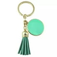thumbnail image 1 of RSAMD Round Enamel Monogram Blank Key Ring 2.5cm Velvet Tassel Keychains Accessories-Gold Mint, 1 of 2