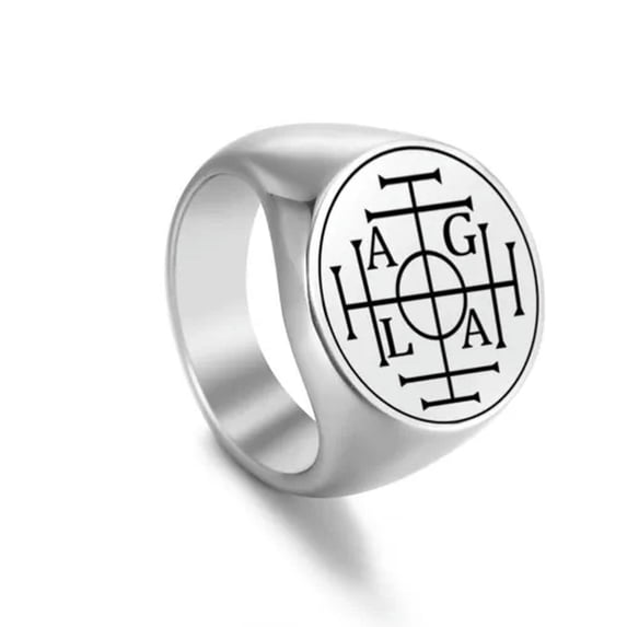 RSAMD Solomon Kabbalah Amulet Wheel of Fortune Protect Seal Men Ring Stainless Steel-10-steel color