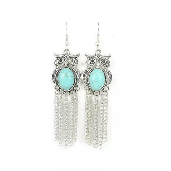 RSAMD Tibetan Silver Vintage Turquoise Women Fashion Jewelry Dangle Earrings Best Gift-3362-Owl