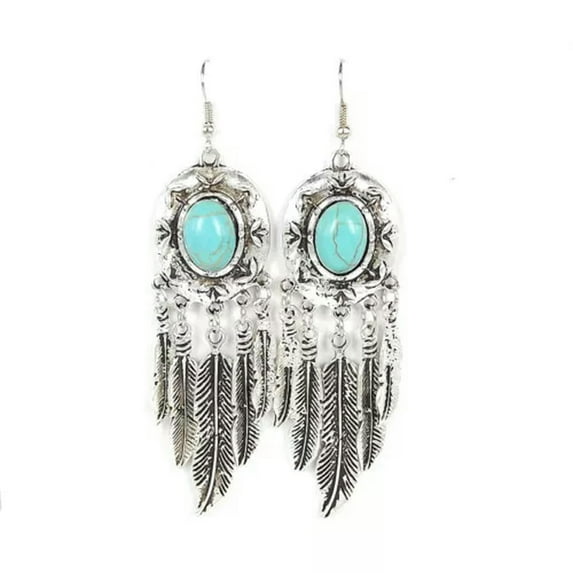 RSAMD Tibetan Silver Vintage Turquoise Women Fashion Jewelry Dangle Earrings Best Gift-3370-Oval