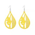 thumbnail image 1 of RSAMD Trendy New Colored Cutout Ballet Teardrop Wooden Statement Earrings for Women-Yellow, 1 of 9
