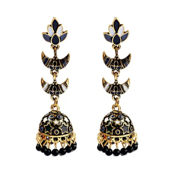 RSAMD Vintage Color Tassel Beads Ethnic Jhumka Dangle Earring Gypsy Indian Jewelry-12#