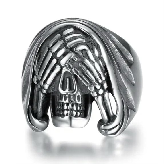 RSAMD Vintage Mens Silver Stainless Steel Gothic Viking Skull Biker Rings Jewelry 7-15-10-#42