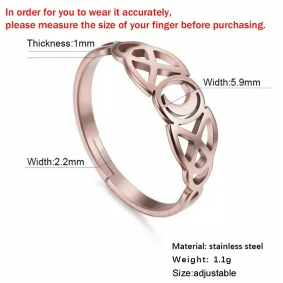 RSAMD Vintage Moon Irish Knot Ring Stainless Steel Resizable Ring Women Wedding Gift-Adjustable-Rose Gold