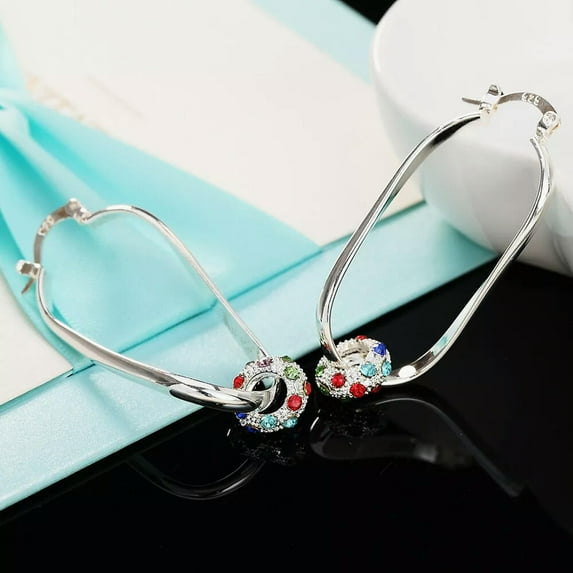 RSAMD gorgeous 925 sterling Silver Charms Earrings colors crystal for women wedding