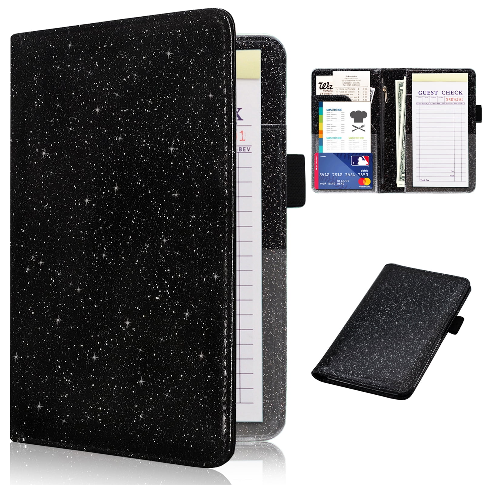 RSAquar Server Book with Zipper Pocket, Premium Leather Server Books