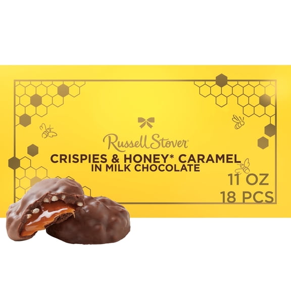 RUSSELL STOVER Milk Chocolate Crispies & Honey Caramel Candy Gift Box, 11 oz.