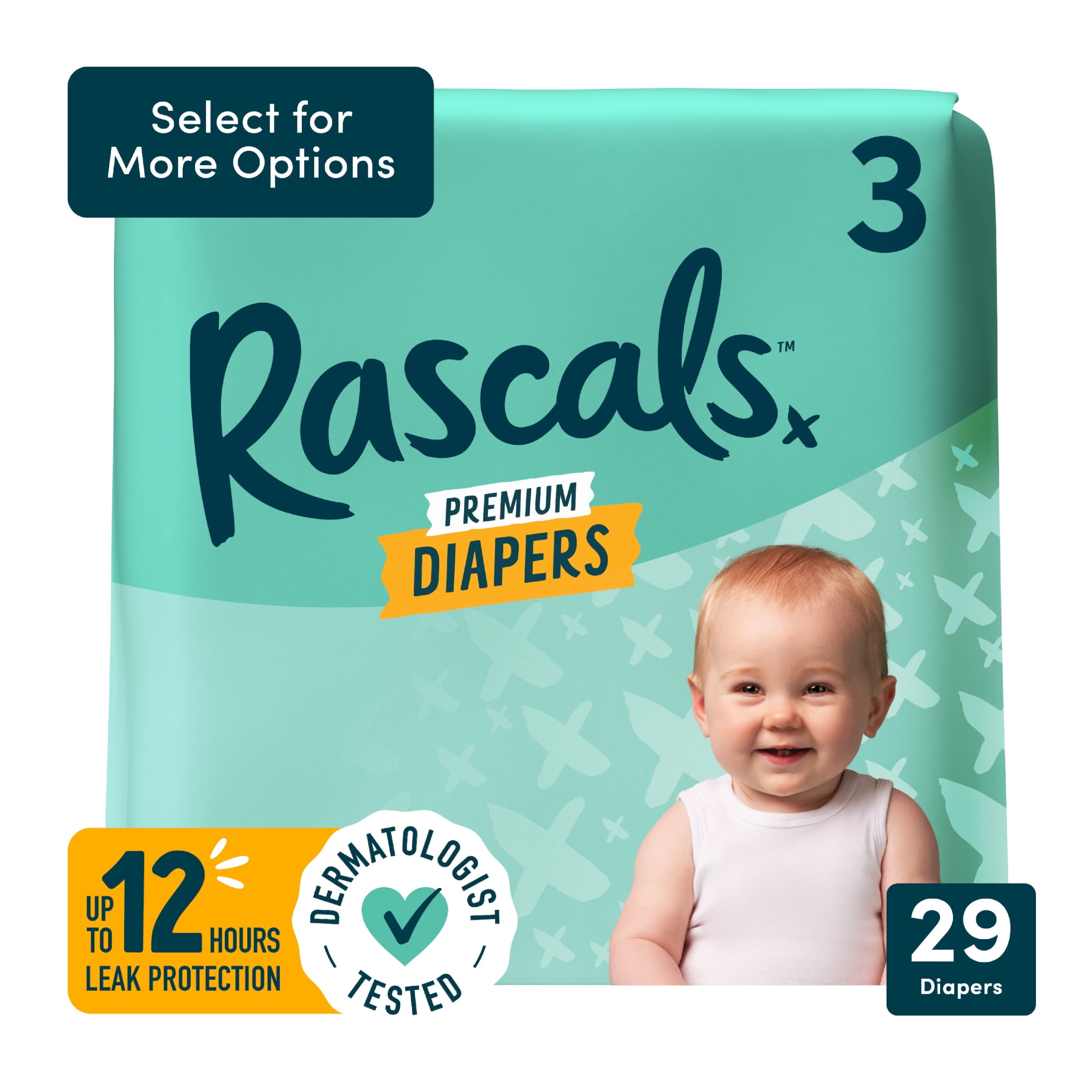 rascal Rascal + Friends Dermatest Certified Premium Diapers Size 3, 29