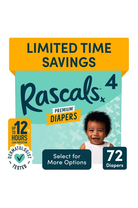 Premium Absorbent Baby Diapers Size 4, 72 Count