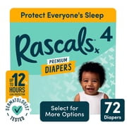 Rascals Premium Absorbent Baby Diapers Size 4, 72 Count