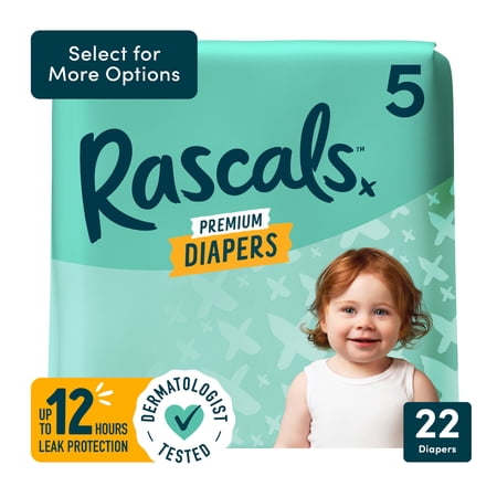Rascals Premium Absorbent Baby Diapers Size 5, 22 Count