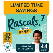 Rascals Premium Absorbent Baby Diapers Size 7, 44 Count