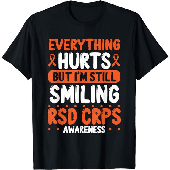 RSD CRPS Warrior Orange Ribbon Still Smiling CRPS Awareness T-Shirt