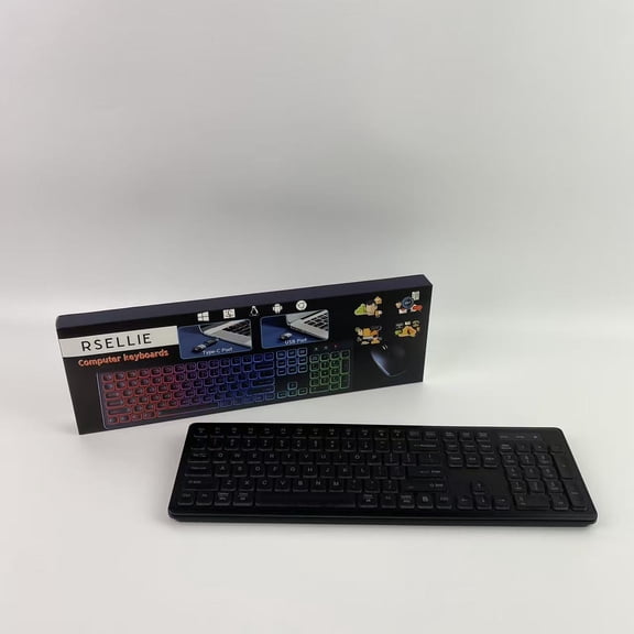 RSELLIE Computer keyboards,Wireless Keyboard - RGB Backlit, Rechargeable & Light Up Letters, Full-Size, Sleep Mode, 2.4GHz Quiet Keyboard for Mac, Windows, Laptop, PC, Trueque