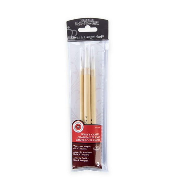 RSET-9150 | 3pc White Camel Hair Bamboo Brush Set