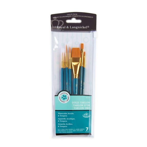 Royal & Langnickel 7pc Golden Taklon Variety Brush Set