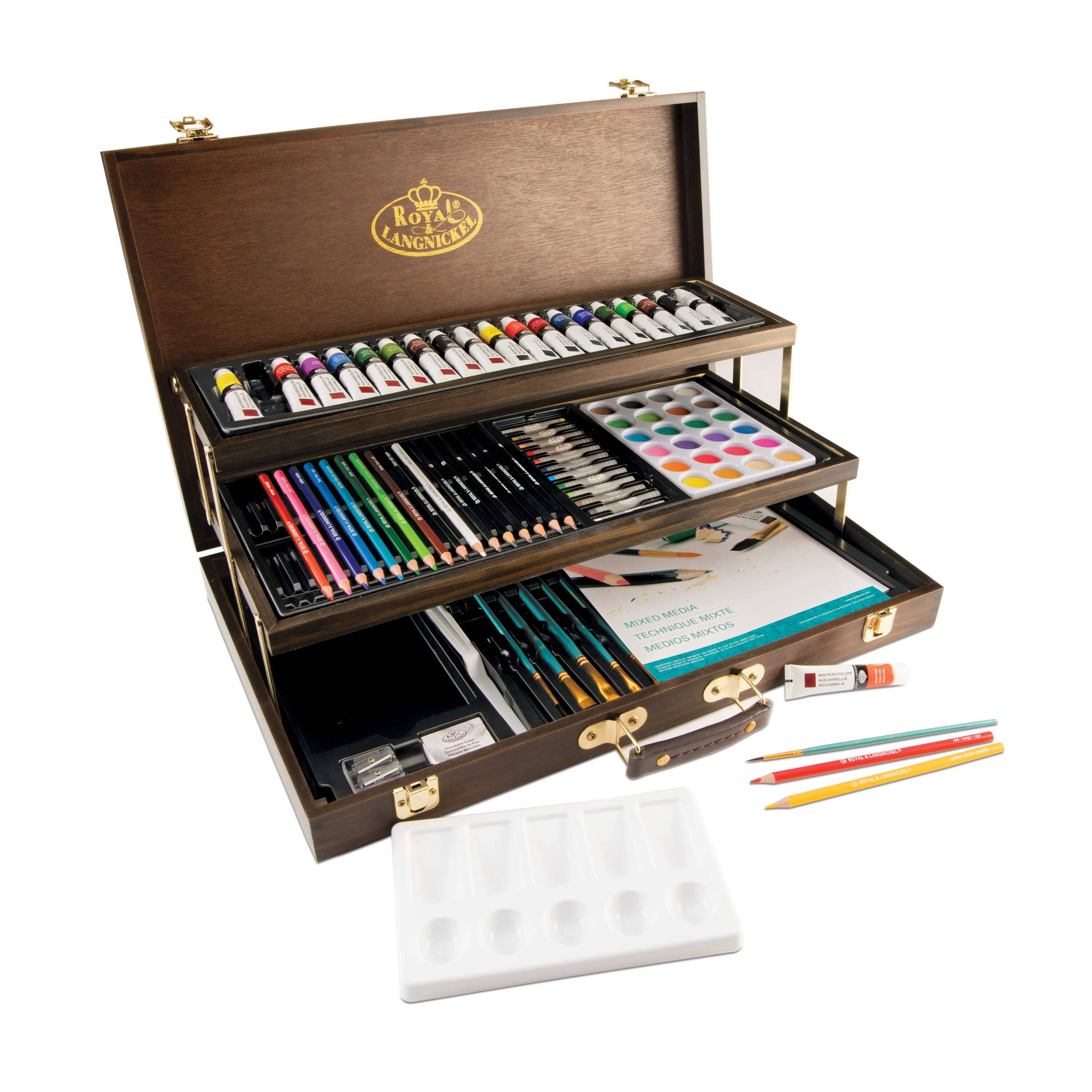 Royal & Langnickel 100 Piece Mixed Media 3-Tier Espresso Art Set