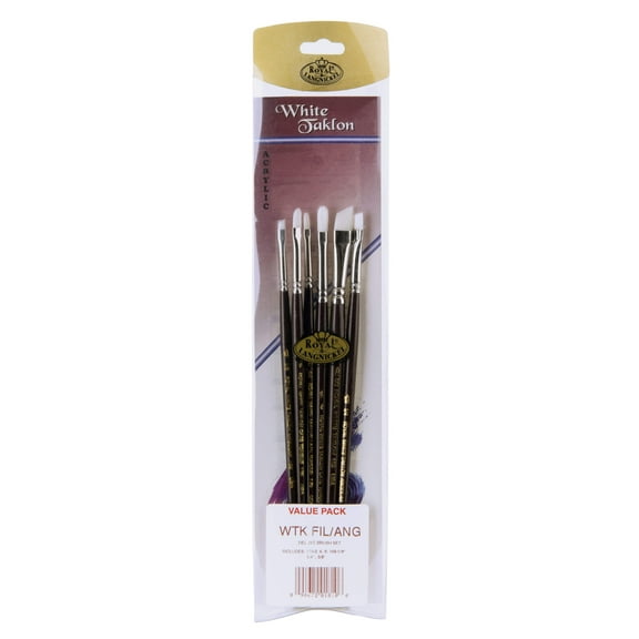 Royal & Langnickel White Taklon 6pc Filbert/Angular Brush Set