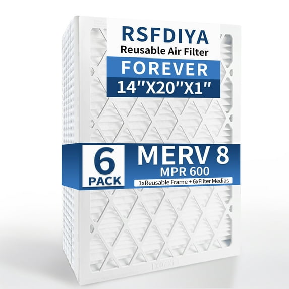 RSFDIYA Air Filter 14x20x1, 6-Pack MERV8 MPR 600 HVAC AC Furnace Reusable Air Filters