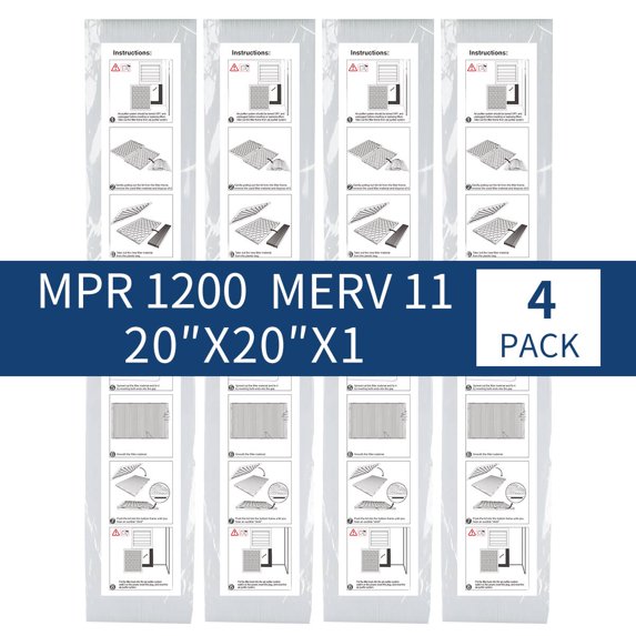RSFDIYA Air Filter 20x20x1, 4-Pack MERV11 MPR 1200 HVAC AC Furnace Reusable Air Filters,Only for UBeesize Reusable ABS Frame