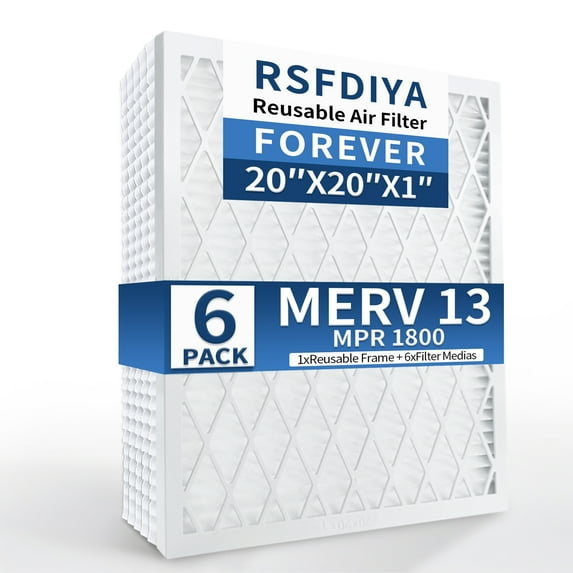 RSFDIYA Air Filter 20x20x1, 6-Pack MERV13 MPR 1800 HVAC AC Furnace Reusable Air Filters