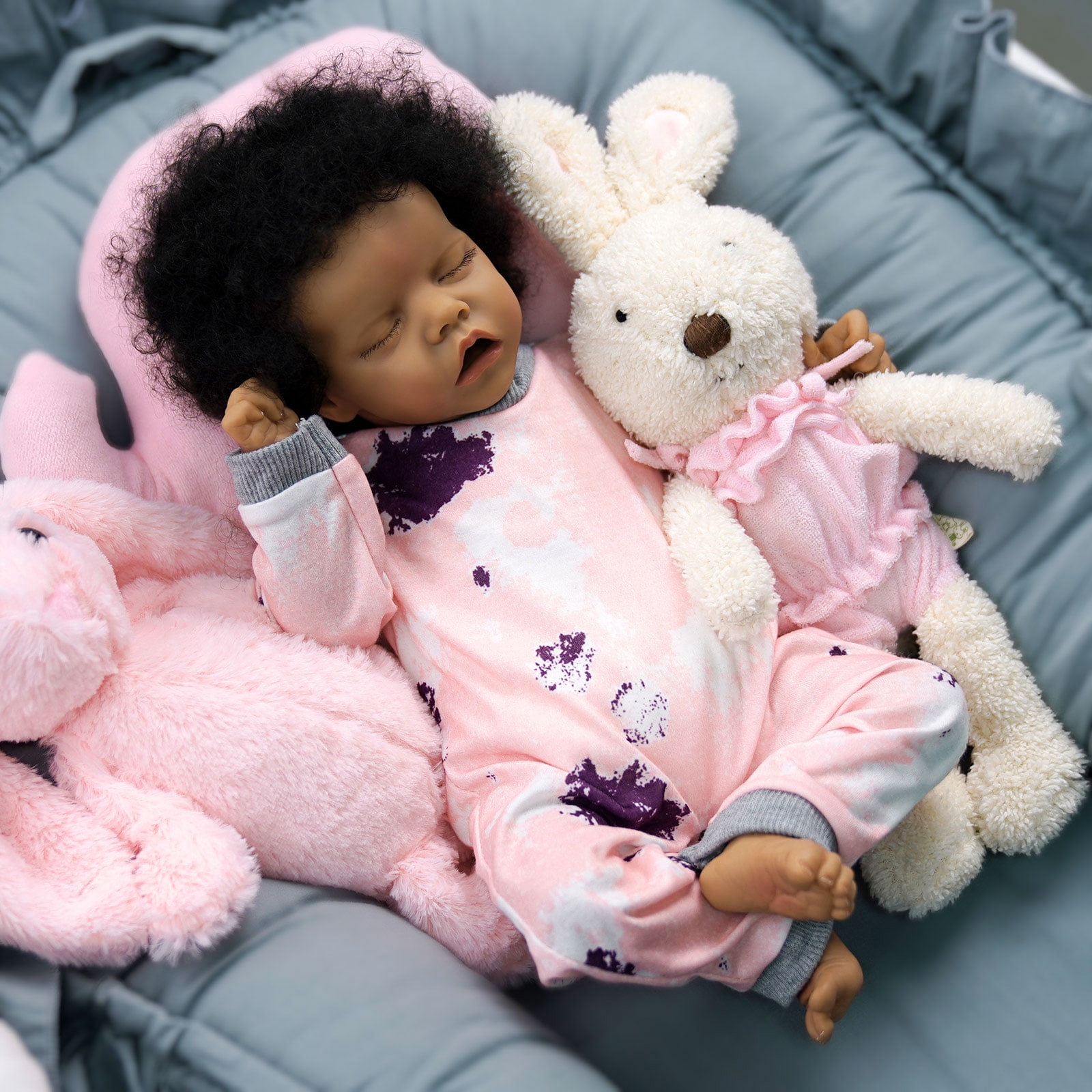 Reborn Baby Dolls 22 Inch Lifelike Soft Body Taupe Eyes Caramel Skin Orange Skirt Gift for Kids 3 Walmart