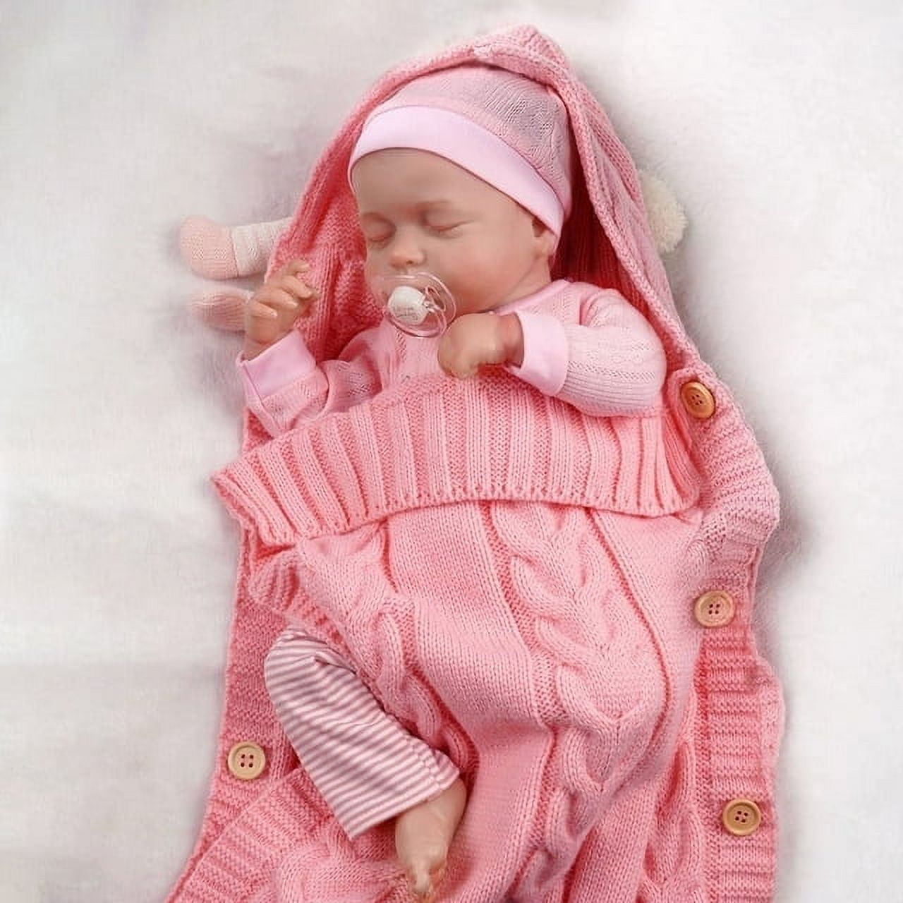 8 Pcs Reborn Baby Doll Accessories with Bassinet for 17-22 Inch