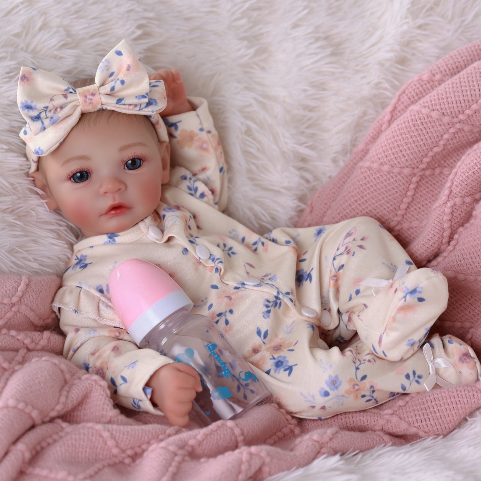 RSG 17" Lifelike Reborn Baby Dolls - - Soft Cloth Body Real Life Baby Dolls with Gift Box for Kids Age 3+